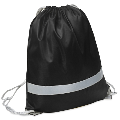 Рюкзак мешок со светоотражающей полосой RAY, черный, 35*41 см, полиэстер 210D, черный, 100% полиэстер, 210d