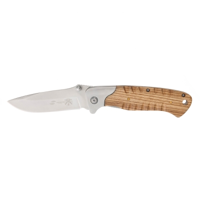 Нож складной Stinger, 90 мм (серебристый), материал рукояти: сталь/дерево (серебристо-коричневый), коричневый