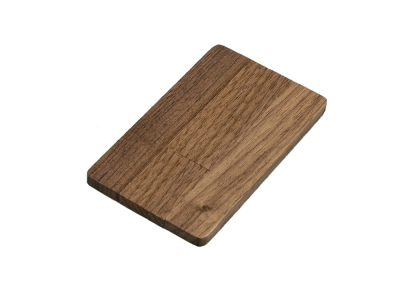USB 2.0- флешка на 32 Гб в виде деревянной карточки с выдвижным механизмом, коричневый, дерево