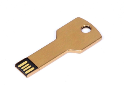 USB 2.0- флешка на 8 Гб в виде ключа, желтый, металл