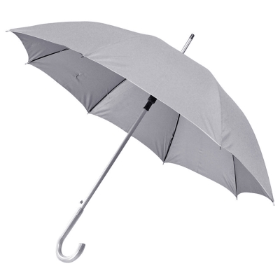 Зонт-трость с пластиковой ручкой "под алюминий" "Silver", полуавтомат; серый; D=103 см;, серый, 100% полиэстер, плотность 190 г/м2