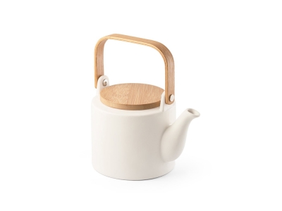 Керамический чайник «GLOGG», белый, бамбук, керамика