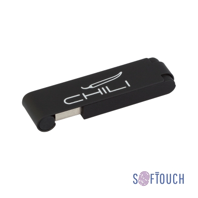 Флеш-карта "Case", объем памяти 16GB, покрытие soft touch, черный, металл/soft touch