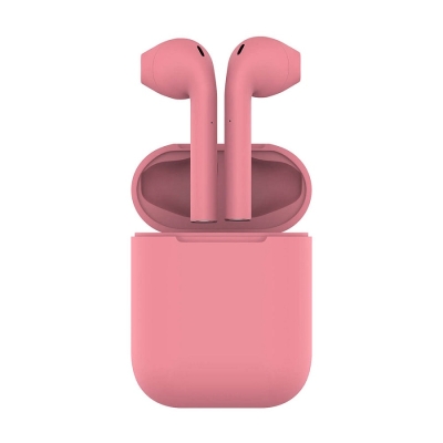 Наушники беспроводные с зарядным боксом TWS AIR SOFT, цвет розовый, розовый, пластик, soft touch покрытие