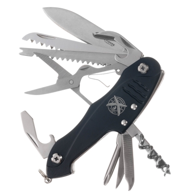 Нож перочинный Stinger, 96 мм, 15 функций, материал рукояти: алюминий (черный), черный