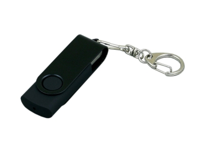 USB 2.0- флешка промо на 4 Гб с поворотным механизмом и однотонным металлическим клипом, черный, пластик