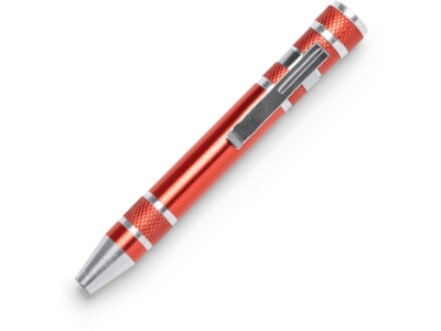 Алюминиевый мультитул BRICO в форме ручки, красный, серебристый