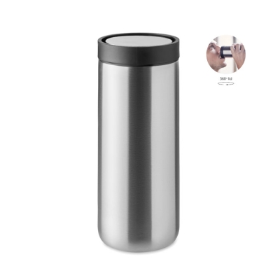 Дорожная чашка с двойными стенк, тускло-серебряный, нержавеющая сталь