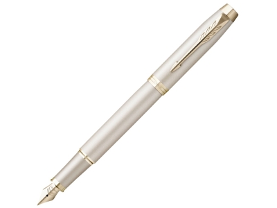 Перьевая ручка Parker IM, F, белый, желтый, серебристый, металл