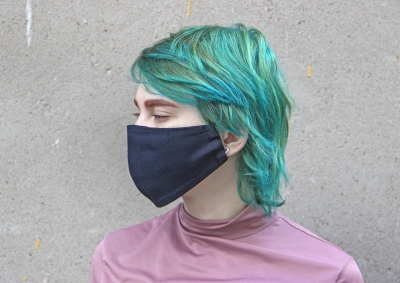 Многоразовая защитная двухслойная маска, черный, хлопок 100%