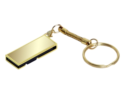 USB 2.0- флешка на 16 Гб с поворотным механизмом и зеркальным покрытием, желтый, металл