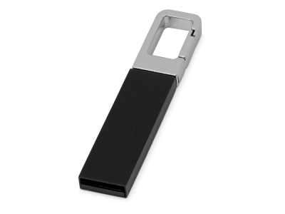 USB-флешка на 16 Гб «Hook» с карабином, черный, серебристый, металл
