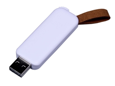 USB 2.0- флешка промо на 4 Гб прямоугольной формы, выдвижной механизм, белый, пластик