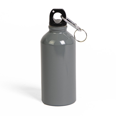 Бутылка для воды "Mento-1", алюминиевая, с карабином, 400 мл., серый, серый, алюминий