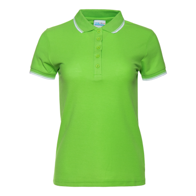 Рубашка поло женская STAN с окантовкой хлопок/полиэстер 185, 04BK, Ярко-зелёный, 185 гр/м2, хлопок