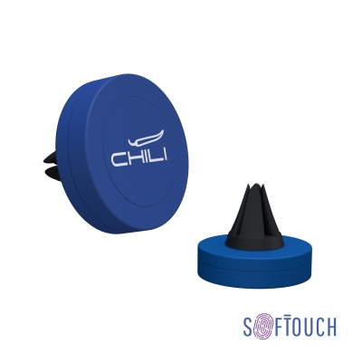 Автомобильный держатель для телефона "Allo", покрытие soft touch, синий, металл/soft touch