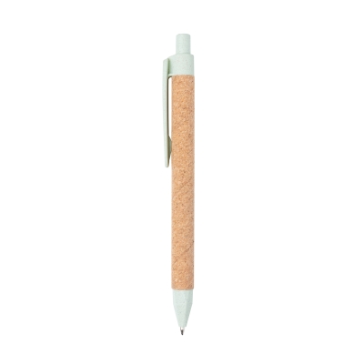Эко-ручка Write, зеленый, пробка; волокно пшеничной соломы