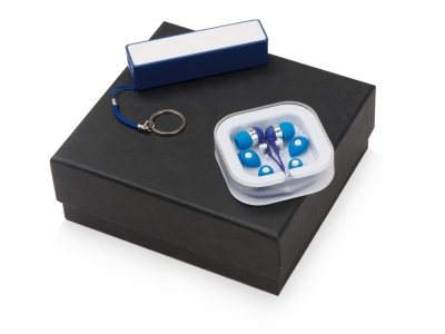 Подарочный набор «Non-stop music» с наушниками и зарядным устройством, синий, пластик