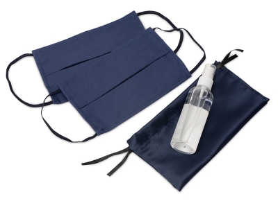 Набор средств индивидуальной защиты в сатиновом мешочке «Protect Plus», синий, хлопок