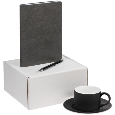 Набор Best Lafite, черный, черный, ежедневник - искусственная кожа; чайная пара - фарфор, покрытие соф-тач; ручка - алюминий; коробка - микрогофрокартон