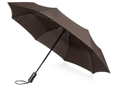 Зонт складной «Ontario», коричневый, полиэстер, кожзам