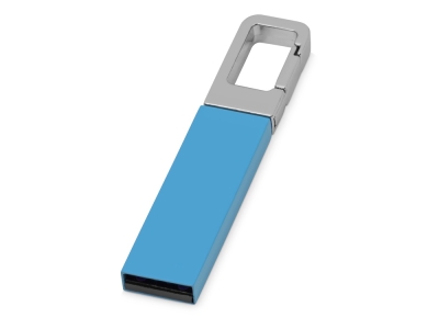 USB-флешка на 16 Гб «Hook» с карабином, голубой, серебристый, металл