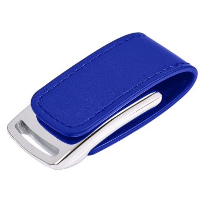 USB flash-карта "Lerix" (8Гб), темно-синий, 6х2,5х1,3см, металл, искусственная кожа, синий, серебристый, кожа искусственная, металл