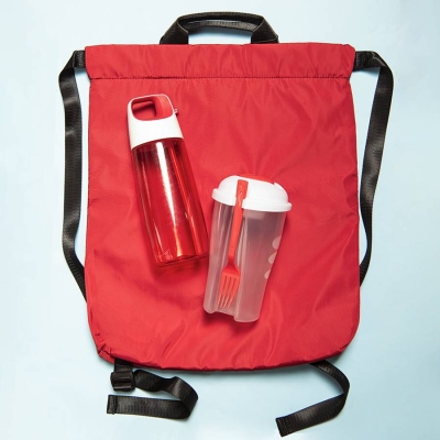 Набор подарочный FITKIT: бутылка для воды, контейнер для еды, рюкзак, красный, красный, пластик, нейлон