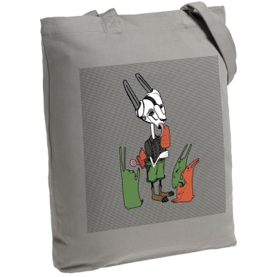 Холщовая сумка «Зайцы и морковное мороженое», серая, серый, хлопок