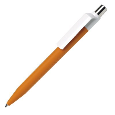 Ручка шариковая DOT, оранжевый корпус/белый клип, soft touch покрытие, пластик, оранжевый, пластик