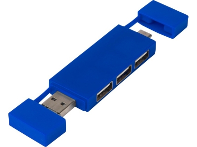 Двойной USB 2.0-хаб «Mulan», синий, пластик