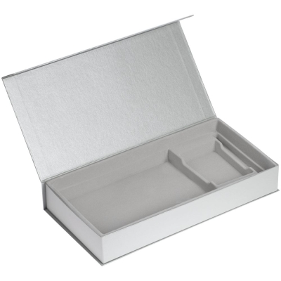 Коробка Planning с ложементом под набор с планингом, ежедневником, ручкой и визитницей, серебристая, серебристый, картон