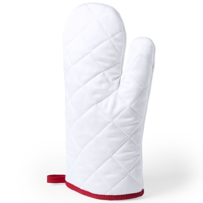 Прихватка-рукавица SILAX, белый с красным, полиэстер, красный, полиэстер