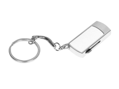 USB 2.0- флешка на 8 Гб с выдвижным механизмом и мини чипом, белый, серебристый, металл