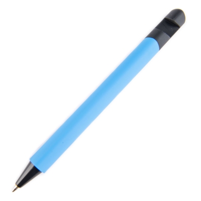 N5 soft, ручка шариковая, голубой/черный, пластик, soft-touch, подставка для смартфона, голубой, черный, soft пластик