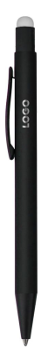 Ручка шариковая Raven (черная с серебристым), черный, металл, soft touch