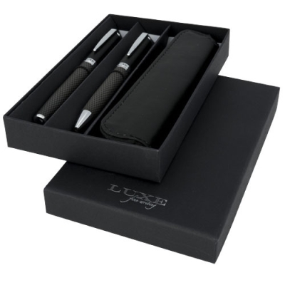 Подарочный набор ручкек Carbon duo с чехлом, металл