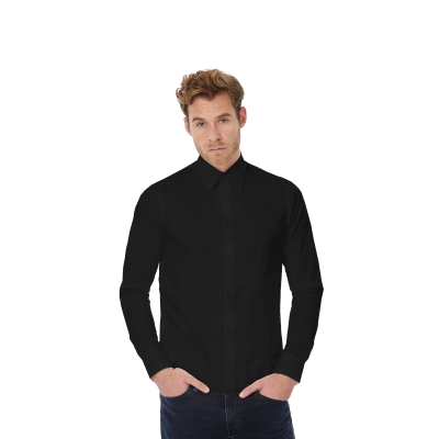 Рубашка с длинным рукавом London, размер XL , черный, хлопок
