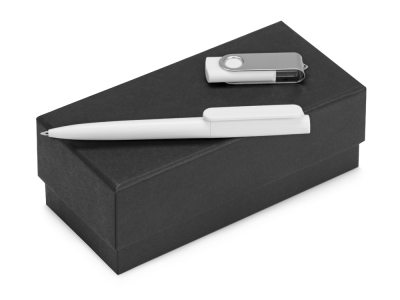Подарочный набор Qumbo с ручкой и флешкой, белый, soft touch