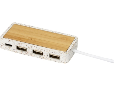Хаб USB Type-C 2.0 «Terrazzo», натуральный, бамбук