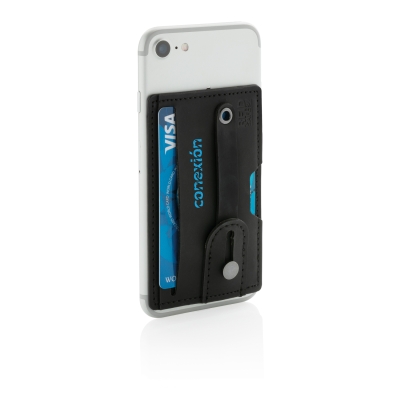 Картхолдер c RFID защитой для телефона 3-в-1, черный, пластик