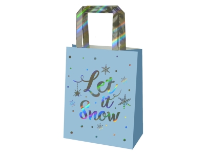 Подарочный пакет «Let it snow!», голубой, бумага