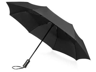 Зонт складной «Ontario», черный, полиэстер, кожзам