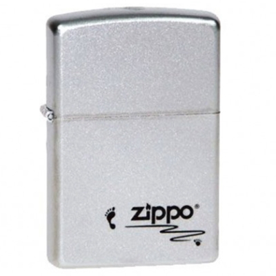 Зажигалка ZIPPO Footprints, с покрытием Satin Chrome™, латунь/сталь, серебристая, 38x13x57 мм, серебристый