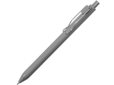 Ручка пластиковая шариковая «Clip», софт-тач, серый, пластик, металл