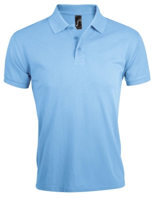 Рубашка поло мужская Prime Men 200 голубая, голубой, полиэстер 65%; хлопок 35%, плотность 200 г/м²; пике