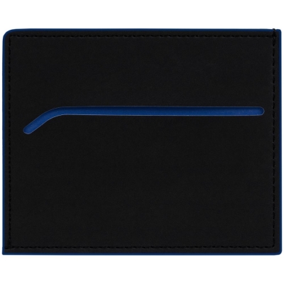 Картхолдер Multimo, черный с синим, черный, искусственная кожа; покрытие софт-тач