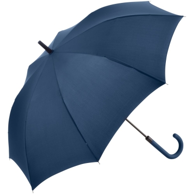Зонт-трость Fashion, темно-синий, синий, купол - эпонж; ручка - пластик, оцинкованная сталь, покрытие софт-тач; каркас - стеклопластик