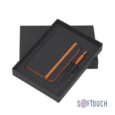 Набор подарочный "Таранто", покрытие soft touch#, черный, искусственная кожа/металл/soft touch