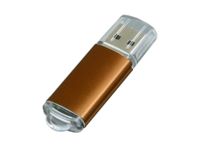 USB 2.0- флешка на 4 Гб с прозрачным колпачком, коричневый, металл